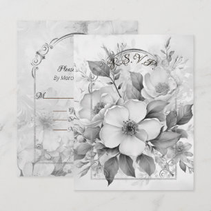 Schwarz-Weiß-Monoton-Goldrahmen für Rosen RSVP Karte