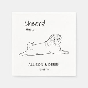 Schwarz-Weiß-Mops Cheers Hunde Hochzeit Serviette