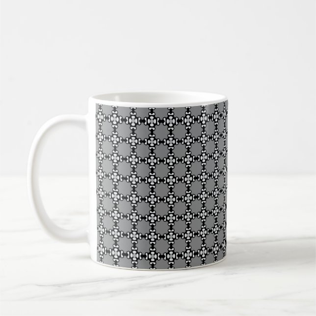Schwarz-Weiß-Mosaik Kaffeetasse (Links)