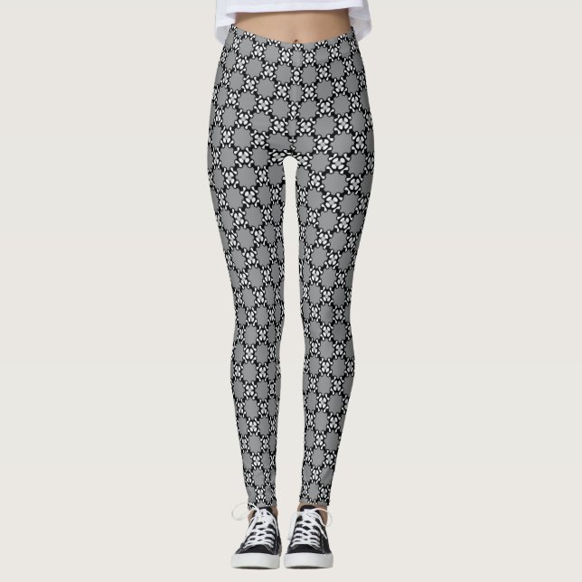 Schwarz-Weiß-Mosaik Leggings (Vorderseite)