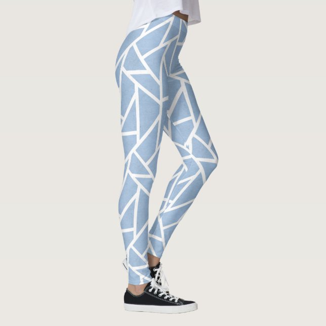 Schwarz-Weiß-Mosaikmuster Leggings (Rechts)