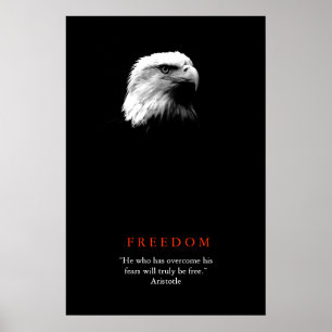 Schwarz Weiß Motivierend FREIHEIT Weißkopfseeadler Poster