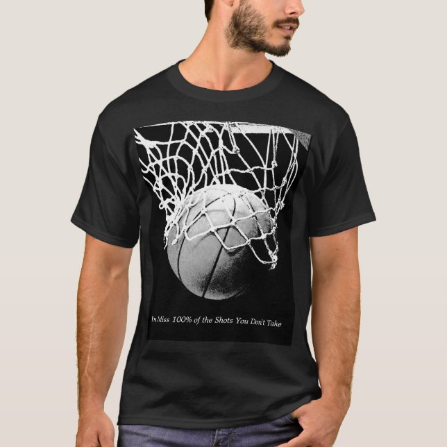 Schwarz-weiß Motivierend Zitat Basketball T-Shirt (Vorderseite)