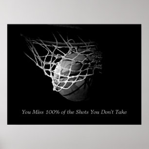 Schwarz-weiß motivierendes Zitat Basketball Poster