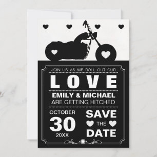 Schwarz-Weiß-Motorrad-Silhouette Save-the-Date Save The Date