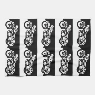 Schwarz-Weiß-Motorrad-Straße Handtuch