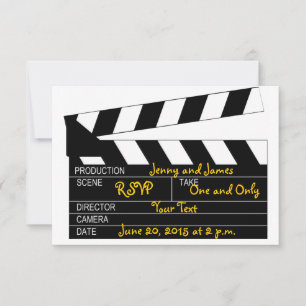 Schwarz-weiß Movie Theme Wedding RSVP Cards Karte