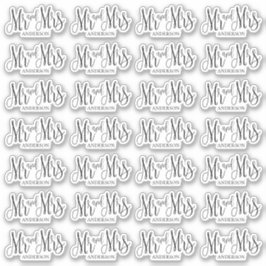 Schwarz-Weiß mr und mrs. Modernes Hochzeitsskript Aufkleber