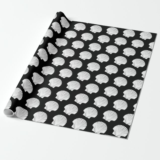 Schwarz-Weiß-Muscheln Geschenkpapier (Ungerollt)