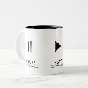 Schwarz-Weiß-Musik-Player Pause Abspielen stoppen Zweifarbige Tasse