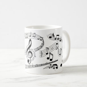 Schwarz-Weiß-Musiknote-Galerie mit großem Schrei Tasse