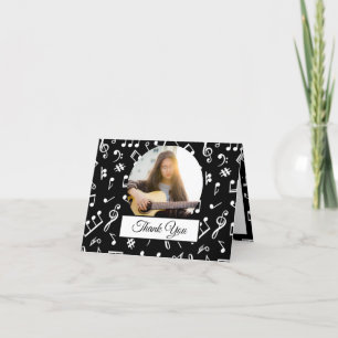 Schwarz-Weiß-Musiknote-Muster - Foto Dankeskarte