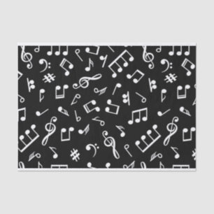 Schwarz-Weiß-Musiknote-Mustermusiker Seidenpapier