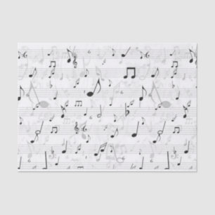 Schwarz-Weiß-Musiknote-Mustermusiker Seidenpapier