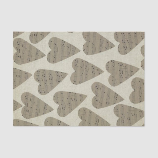 Schwarz-Weiß-Musiknote-Mustermusiker Seidenpapier (Vorderseite)