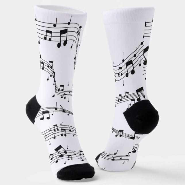 Schwarz-Weiß-Musiknote-Mustermusiker Socken (Gewinkelt)