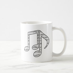 Schwarz-Weiß-Musiknoten Kaffeetasse