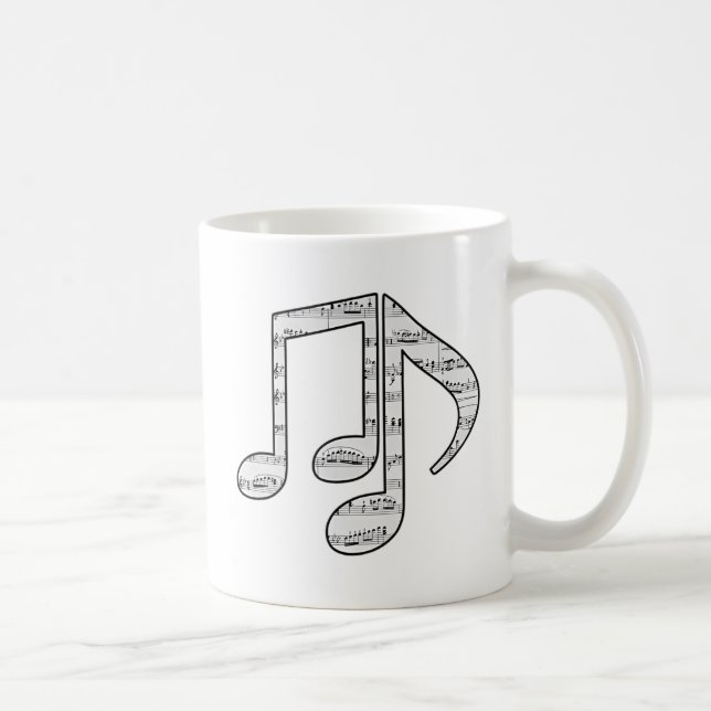 Schwarz-Weiß-Musiknoten Kaffeetasse (Rechts)
