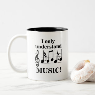 Schwarz-Weiß-Musiknoten Musiker  Zweifarbige Tasse
