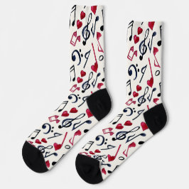 Schwarz-Weiß-Musiknoten und Symbole Socken