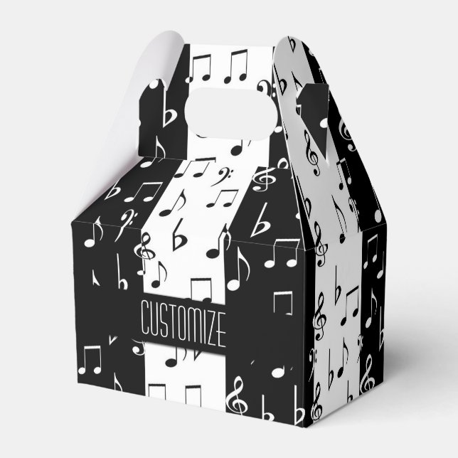Schwarz-Weiß-Musikstreifen-Gable-Bevorzugung-Box Geschenkschachtel (Vorderseite)