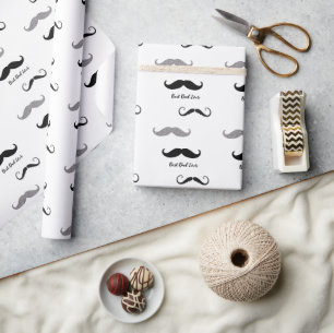 Schwarz-Weiß-Mustaches Geschenkpapier