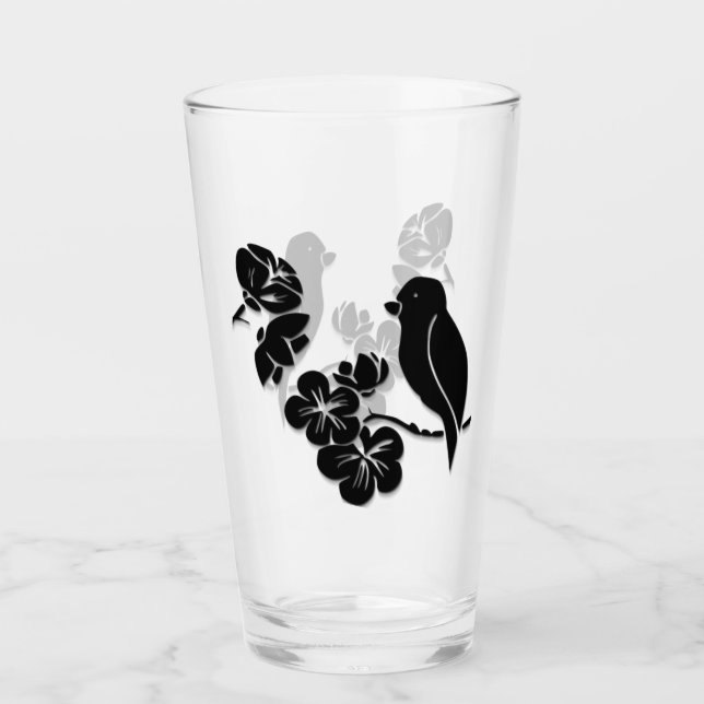 Schwarz-Weiß-Muster-Bird Glas (Vorderseite)