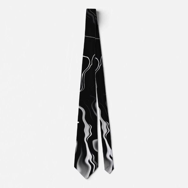 Schwarz-Weiß-Muster Clasy Neck Tie Krawatte (Vorderseite)