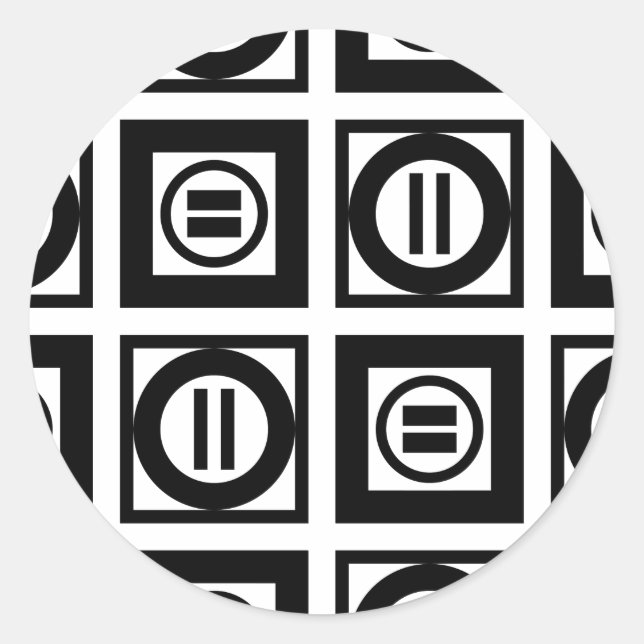 Schwarz-Weiß-Muster für Gleichzeichen Runder Aufkleber (Vorderseite)