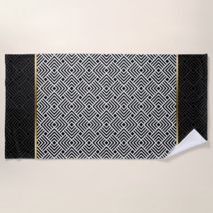 Schwarz-Weiß-Muster für moderne Geometrie Strandtuch