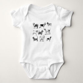 Schwarz-Weiß-Muster für Vintage Hunde Baby Strampler