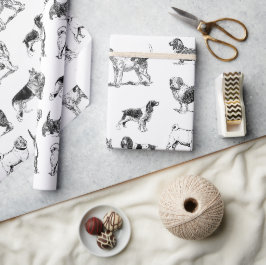 Schwarz-Weiß-Muster für Vintage Hunde Geschenkpapier