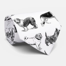 Schwarz-Weiß-Muster für Vintage Hunde Krawatte