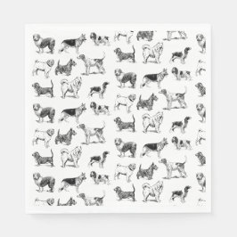 Schwarz-Weiß-Muster für Vintage Hunde Serviette