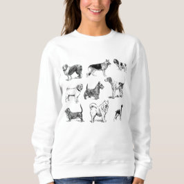 Schwarz-Weiß-Muster für Vintage Hunde Sweatshirt