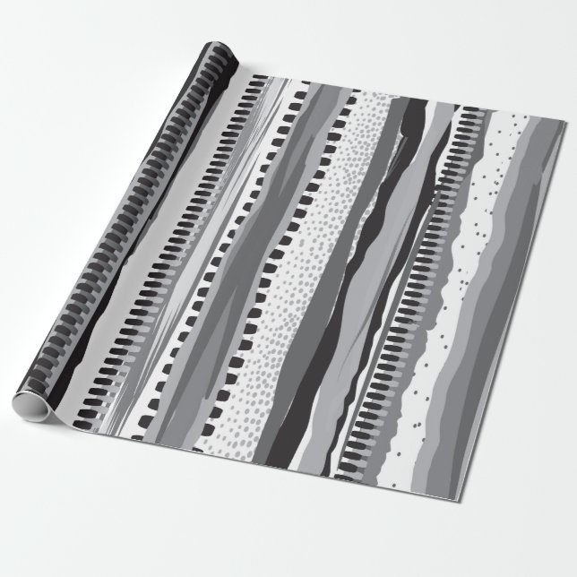 Schwarz-Weiß-Muster Geschenkpapier (Ungerollt)