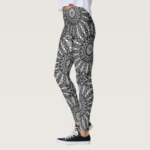 Schwarz-Weiß-Muster Leggings