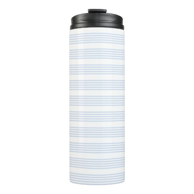 Schwarz-Weiß-Muster mit fünf Streifen Thermosbecher (Vorderseite)
