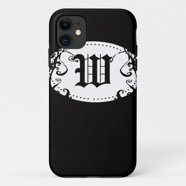 Schwarz-Weiß-Muster mit Monogramm W Case-Mate iPhone Hülle (Rückseite)