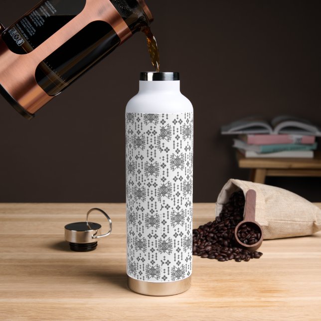 Schwarz-Weiß-Muster mit weißem Hintergrund Trinkflasche (Kaffee)