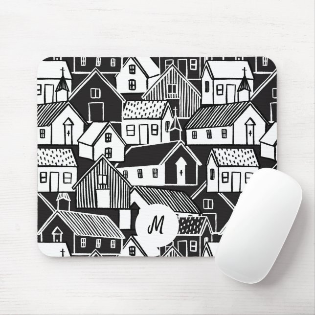 Schwarz-Weiß-Muster Mousepad (Mit Mouse)