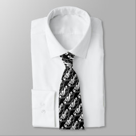 Schwarz-Weiß-Muster Musik Neck Tie Krawatte
