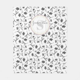 Schwarz-Weiß-Muster - Name und Monogramm Fleecedecke