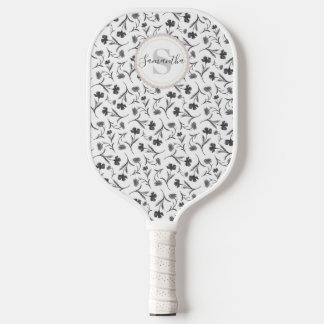 Schwarz-Weiß-Muster - Name und Monogramm Pickleball Schläger