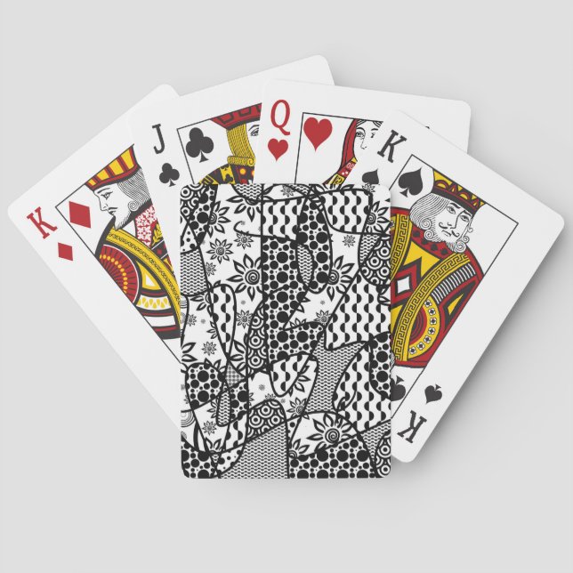 Schwarz-Weiß-Muster-Patchwork 03 Spielkarten (Rückseite)