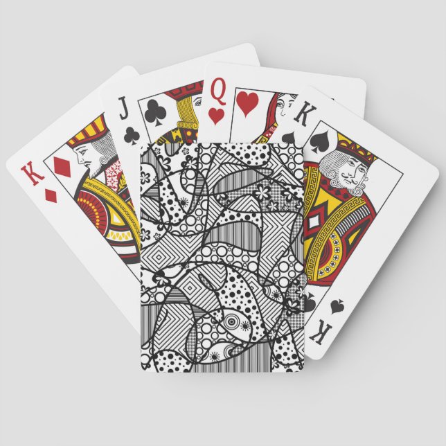 Schwarz-Weiß-Muster-Patchwork 04 Spielkarten (Rückseite)