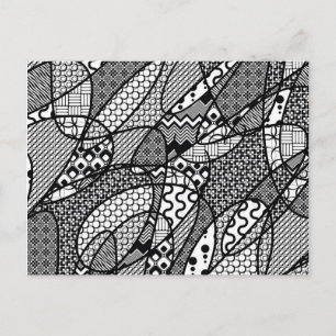 Schwarz-Weiß-Muster-Patchwork 05 Postkarte