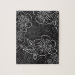 Schwarz-Weiß-Muster Puzzle<br><div class="desc">Schwarzes Puzzle mit einem modernen weißen Blumenmuster.</div>