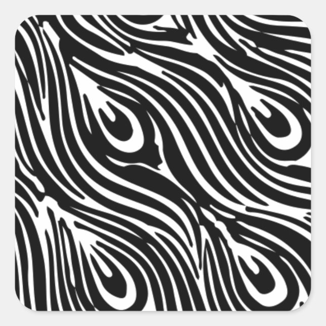 Schwarz-Weiß-Muster Quadratischer Aufkleber (Vorderseite)