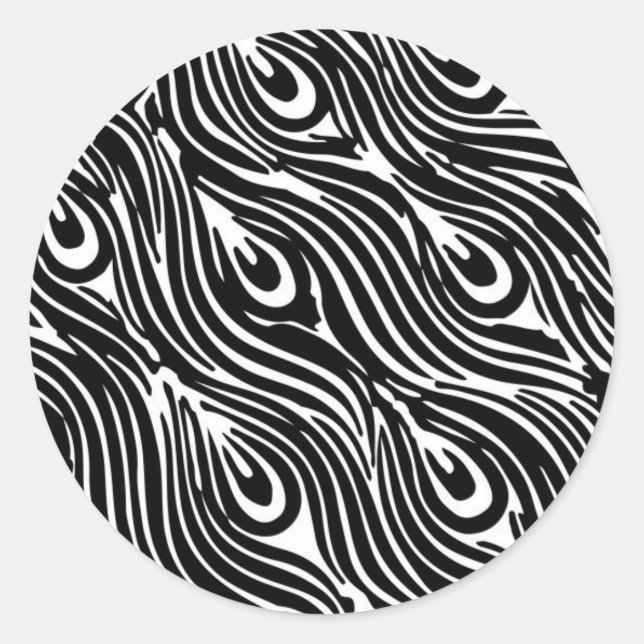 Schwarz-Weiß-Muster Runder Aufkleber (Vorderseite)